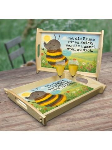 Mr. & Mrs. Panda Holztablett Hummel flauschig Design mit Spruch in Weiß