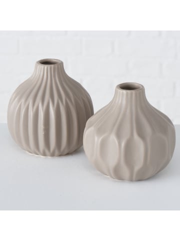 Boltze Keramikvase mit Prägung, ESKO in Beige, Ø 11 x (H) 11 cm
