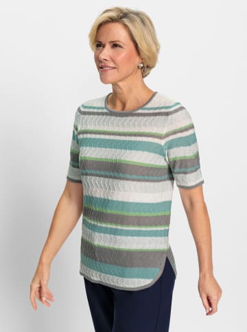 WITT WEIDEN Kurzarmpullover in mint-ecru-geringelt