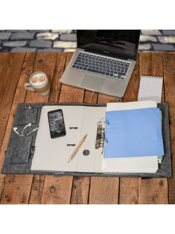 DuneDesign Ordnertasche mit Trageriemen Filz Grau 34x31x8,5cm grau