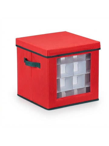 relaxdays Weihnachtskugel-Aufbewahrungsbox in Rot/ Grün - (B)30 x (H)30 x (T)30 cm