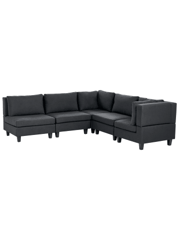 Beliani 5-tlg Ecksofa UNSTAD in Schwarz/Schwarz