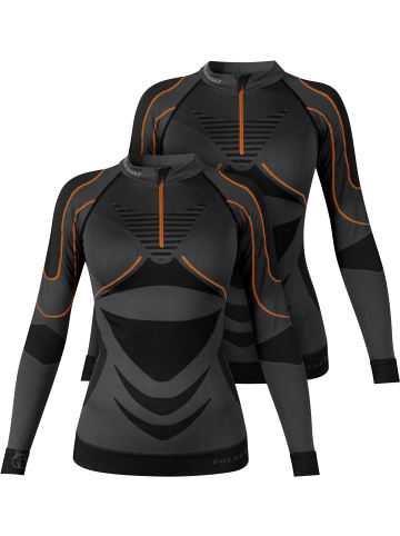 normani 2 x Funktionsunterhemd Langarm Shirt Skiunterwäsche für Damen in Orange