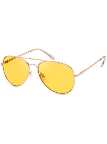 styleBREAKER Piloten Sonnenbrille in Gold / Gelb
