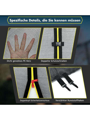 COSTWAY Trampolin Sicherheitsnetz 427cm für 8 Stangen in Schwarz