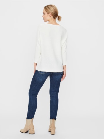 Vero Moda Eleganter 3/4 Arm Rippstrick Pullover VMNORA in Weiß