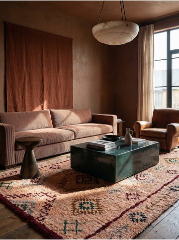 KADIMA DESIGN Wollteppich Hochflor Rauten, Ethno (Berber), Schlafzimmer in Pfirsich