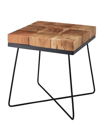 KADIMA DESIGN Beistelltisch | Akazie, 45x45x51cm, Metallgestell