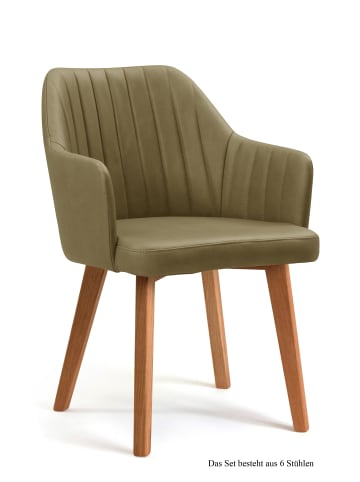 58 aufm Kessel ARMLEHNSTUHL (6er-Set) Dasi 58x81x60 Eiche geölt/Olivgrün