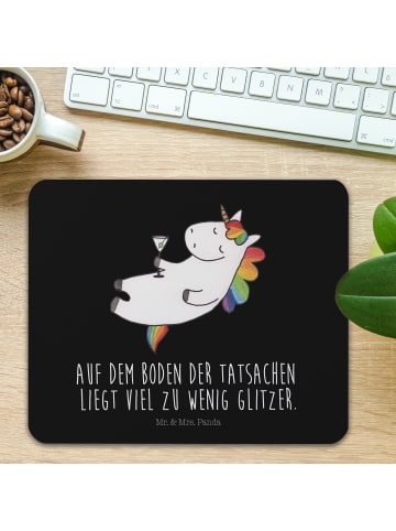 Mr. & Mrs. Panda Mauspad Einhorn Cocktail mit Spruch in Schwarz