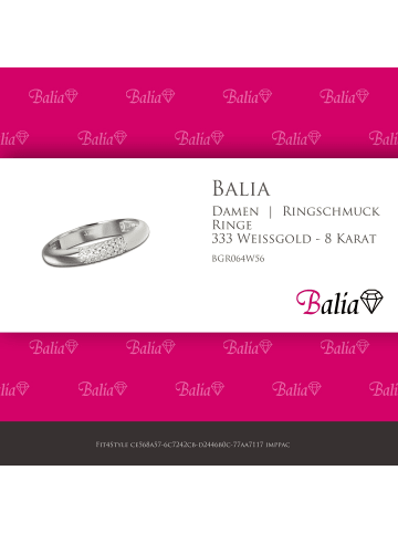 BALIA 333 Weißgold - 8 Karat Damen Ringe 3 reihig Zirkonia Fingerring 56 (17,8)