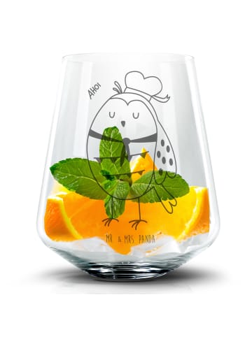 Mr. & Mrs. Panda Tumbler Glas Eule Matrose ohne Spruch in Transparent