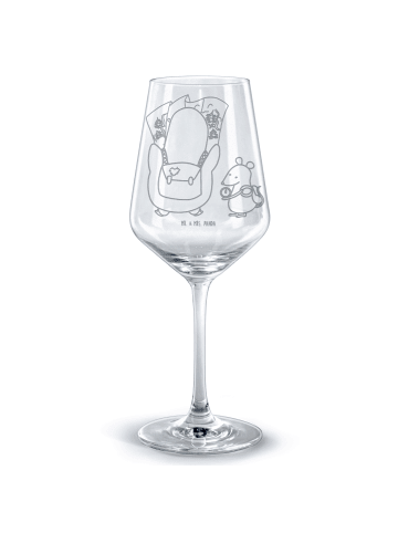 Mr. & Mrs. Panda Rotwein Glas Pinguin & Maus Wanderer ohne Spruch in Transparent