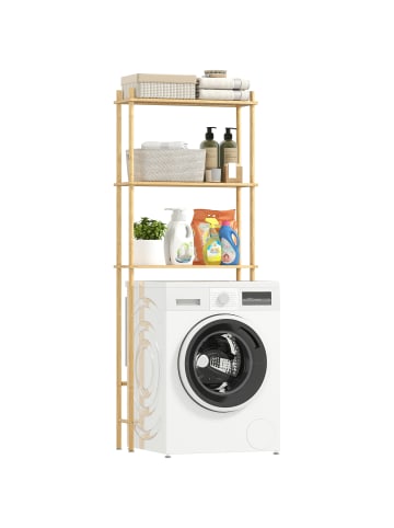 HOMCOM Toilettenregal-69L x 25,5B x 181H cm-Naturholz