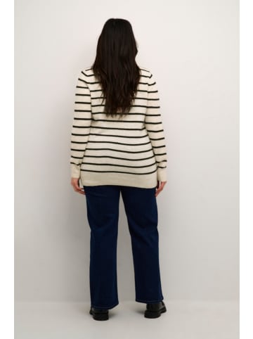 KAFFE curve Strickpullover KClinda in Feather Gray Mel/ Black Stripe