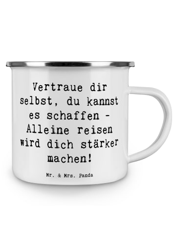 Mr. & Mrs. Panda Kaffeebecher Spruch Alleine Reisen unternehmen ... in Weiß