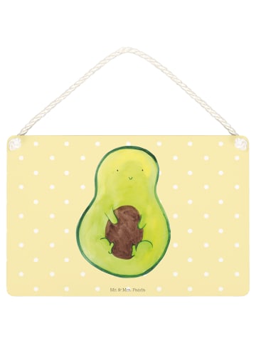Mr. & Mrs. Panda Deko Schild Avocado Kern ohne Spruch in Gelb Pastell