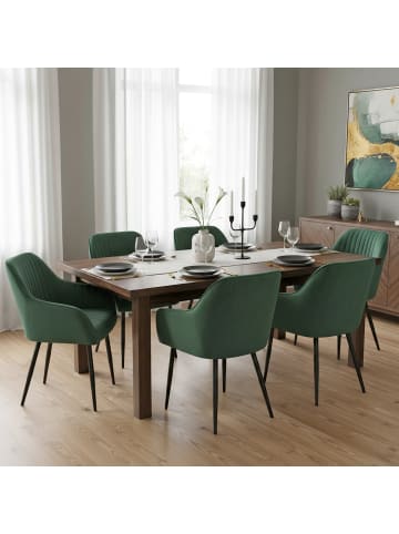 SONGMICS 6er-Set: Esszimmerstuhl in Grün-Schwarz - (B)60 x (H)85 x (T)62.5 cm
