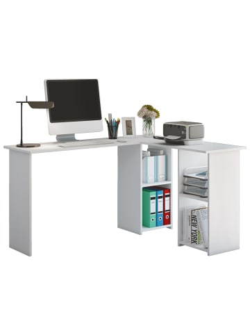 VCM  Holz Eckschreibtisch Schreibtisch Bürotisch Lusias in Weiß