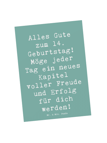 Mr. & Mrs. Panda Grußkarte Spruch 14. Geburtstag mit Spruch in Meeresbrise