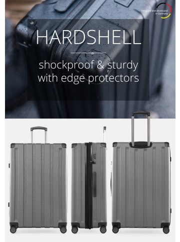 Hauptstadtkoffer Q-Damm - Großer Koffer Hartschalenkoffer XXL Trolley, in Silber