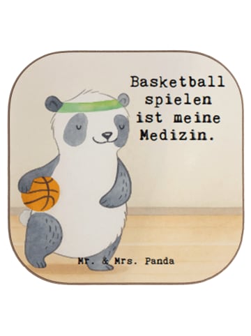 Mr. & Mrs. Panda Untersetzer für Gläser Panda Basketball Design ... in Weiß