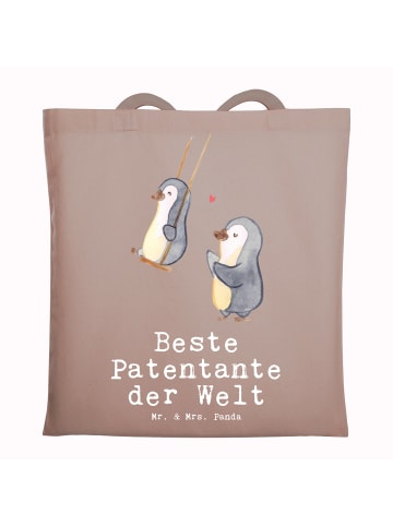 Mr. & Mrs. Panda shopping tasche Pinguin Beste Erfindungante der We... in Braun Pastell