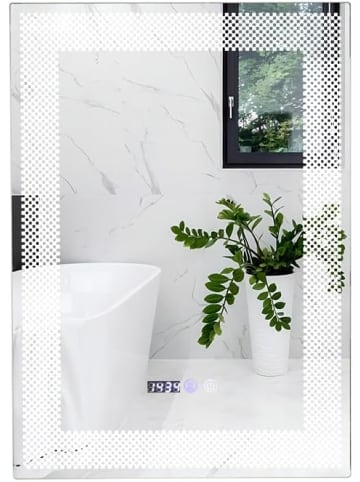 COSTWAY LED Badspiegel 70x50cm mit Antibeschlagfunktion in Silber