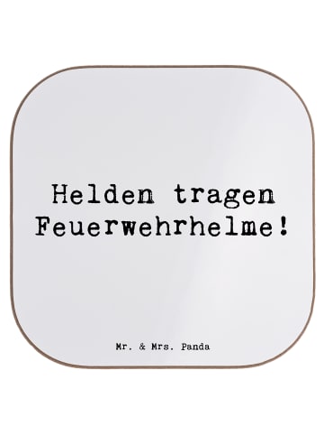 Mr. & Mrs. Panda Untersetzer Spruch Feuerwehrmann Helden mit Spruch in Weiß