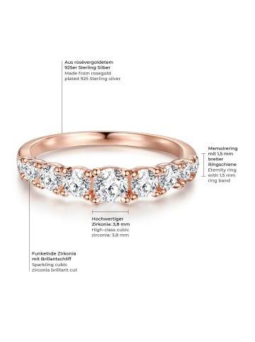 Trilani Ring aus Sterling Silber mit Zirkonia in roségold