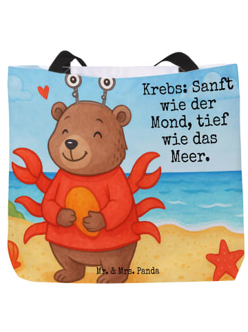 Mr. & Mrs. Panda Strandtasche Krebs Astrologie Design mit Spruch in Weiß