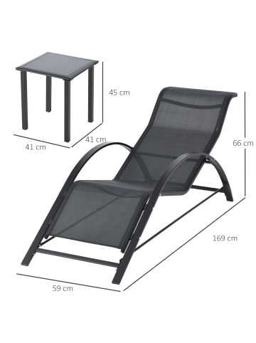 Outsunny Gartenliege-Set,59cm x 169cm x 66cm,schwarz