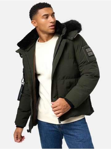 STONE HARBOUR Winterjacke Halvaar in Olive mit schwarzem Fell