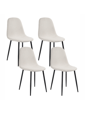Beliani 4er-Set Esszimmerstuhl CRANDALL in Beige/Schwarz