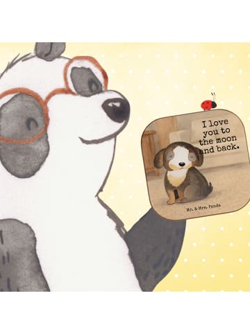 Mr. & Mrs. Panda Untersetzer Glas Hund Entspannen Design mit Spruch in Weiß