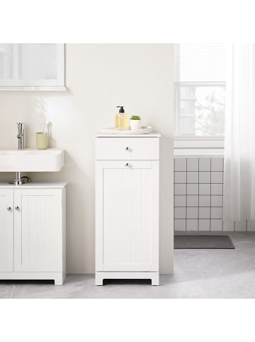 SoBuy Wäschekorb-Schrank in Mattweiß - (W) 38 x (H) 91 x (L) 40 cm