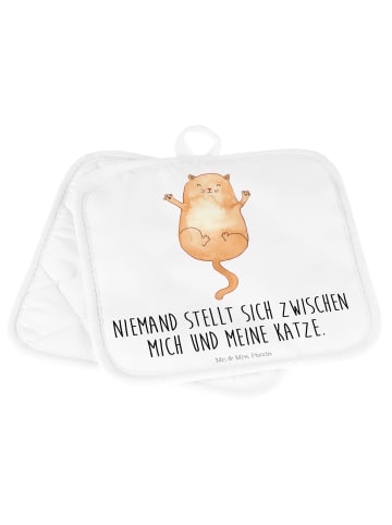 Mr. & Mrs. Panda Topflappen Katze Umarmen mit Spruch in Weiß