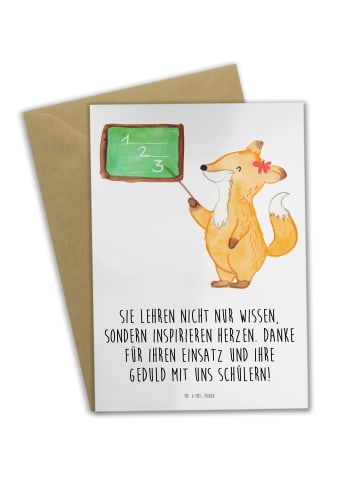 Mr. & Mrs. Panda Grußkarte Danke Lehrer mit Spruch in Weiß