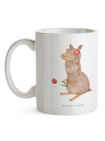 Mr. & Mrs. Panda Tasse Alpaka Blume ohne Spruch in Weiß