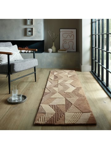 Teppich Wolle ESK Zickzack Muster Wohnzimmer Modern Geometrisch in Braun