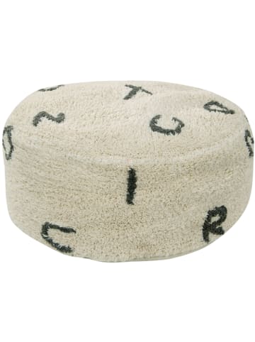 Happy Decor Kids Puff "Alphabet" in Beige/Schwarz - 50x50x20 cm