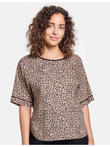 TAIFUN Bluse Kurzarm in Black gemustert