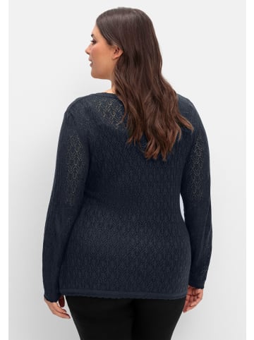sheego V-Ausschnitt-Pullover in tiefblau