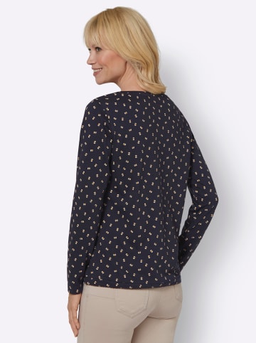 WITT WEIDEN Shirt in marine-ocker-bedruckt