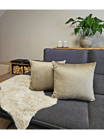 JACK 2er Set Teddy Flausch Kissenhülle Kissenbezug in Taupe