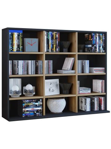 VCM Holz CD DVD Standregal Bücherregal Regal Megosa L in Anthrazit / Honig-Eiche