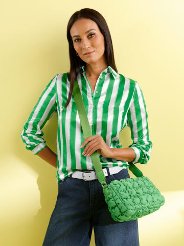 Heine Hemdbluse in grasgrün-ecru-gestreift