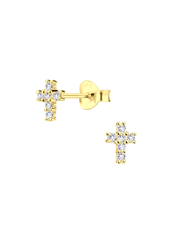 Alexander York Ohrstecker KREUZ Zirkonia in 925 Sterling Silber in Gold, 2-tlg.