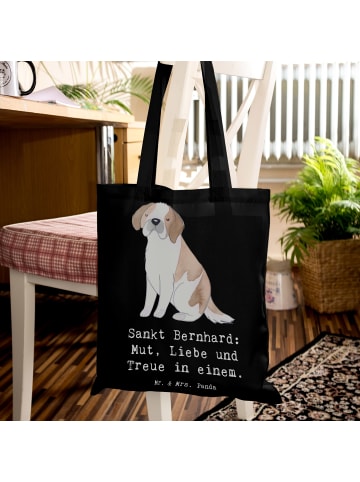 Mr. & Mrs. Panda Tasche Sankt Bernhard mit Spruch in Schwarz