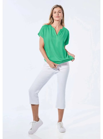 GOLDNER Kurzgröße:  Bluse Bluse mit Tunika Ausschnitt in jadegrün